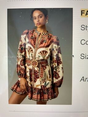 FARM Rio Riad mini dress in brown motif